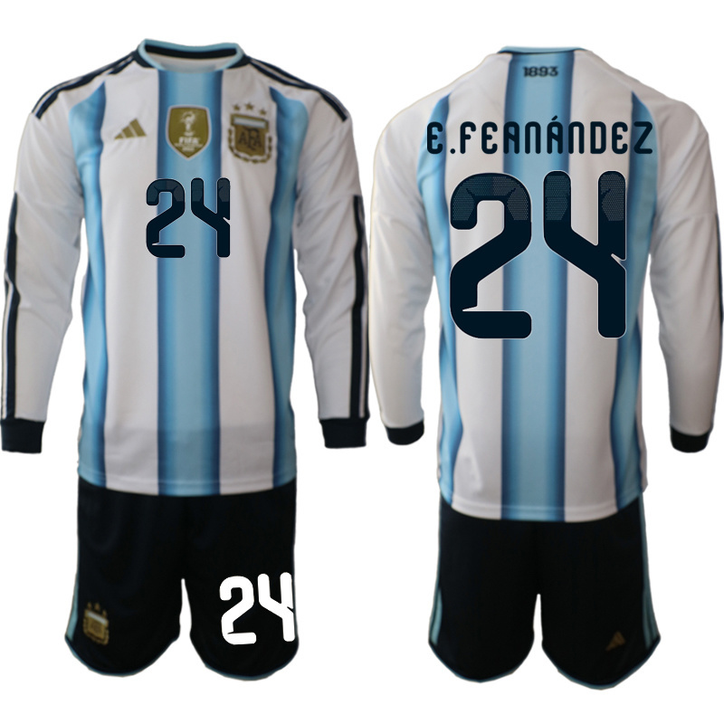 Men Argentina Long sleeve home 0124 style 2026 World Cup Soccer jersey